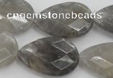 CCQ270 15.5 inches 20*30mm faceted flat teardrop cloudy quartz beads