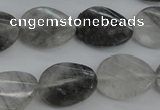 CCQ278 15.5 inches 15*20mm faceted & twisted oval cloudy quartz beads