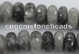 CCQ285 15.5 inches 8*16mm faceted rondelle cloudy quartz beads