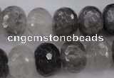 CCQ286 15.5 inches 12*16mm faceted rondelle cloudy quartz beads