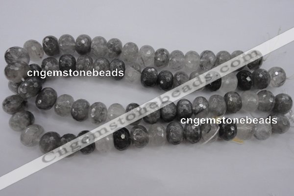 CCQ286 15.5 inches 12*16mm faceted rondelle cloudy quartz beads