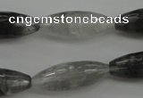 CCQ289 15.5 inches 10*25mm faceted rice cloudy quartz beads