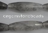 CCQ290 15.5 inches 10*35mm faceted rice cloudy quartz beads