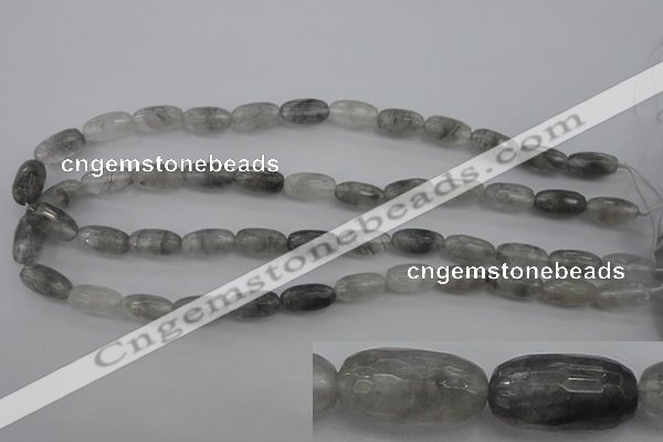 CCQ291 15.5 inches 8*16mm faceted rice cloudy quartz beads