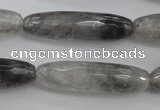 CCQ293 15.5 inches 10*35mm faceted rice cloudy quartz beads