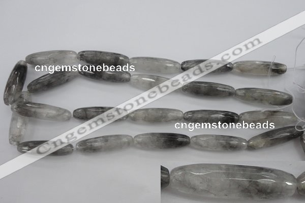 CCQ293 15.5 inches 10*35mm faceted rice cloudy quartz beads