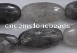 CCQ294 15.5 inches 15*30mm faceted rice cloudy quartz beads