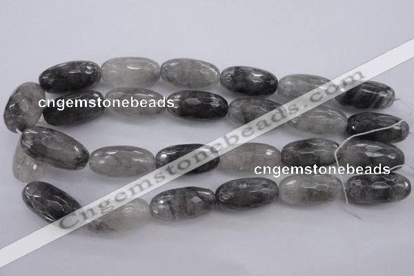 CCQ294 15.5 inches 15*30mm faceted rice cloudy quartz beads