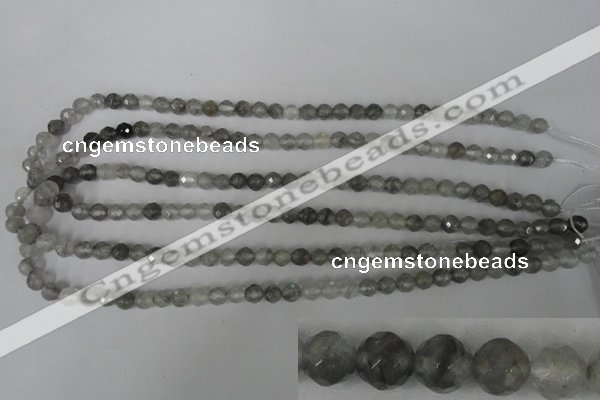 CCQ311 15.5 inches 6mm faceted round cloudy quartz beads wholesale