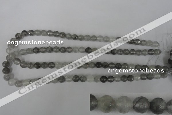 CCQ312 15.5 inches 8mm faceted round cloudy quartz beads wholesale