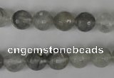 CCQ313 15.5 inches 10mm faceted round cloudy quartz beads wholesale