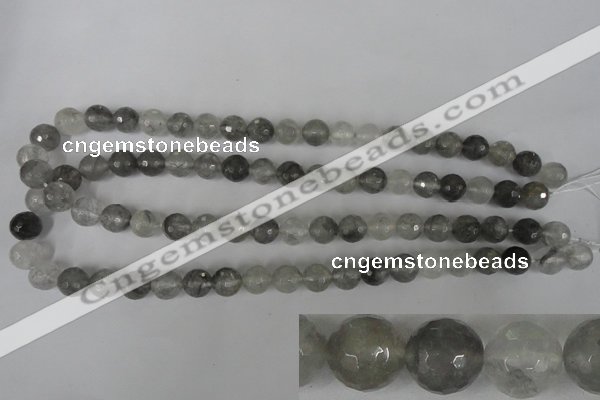 CCQ313 15.5 inches 10mm faceted round cloudy quartz beads wholesale