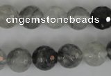 CCQ314 15.5 inches 12mm faceted round cloudy quartz beads wholesale