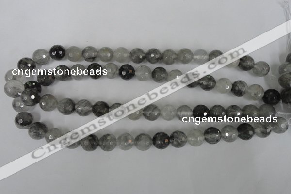 CCQ314 15.5 inches 12mm faceted round cloudy quartz beads wholesale