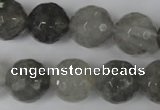 CCQ316 15.5 inches 16mm faceted round cloudy quartz beads wholesale