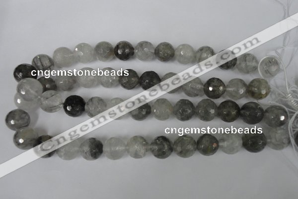 CCQ316 15.5 inches 16mm faceted round cloudy quartz beads wholesale