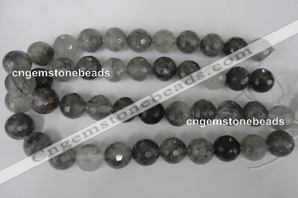 CCQ317 15.5 inches 18mm faceted round cloudy quartz beads wholesale