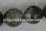 CCQ319 15.5 inches 22mm faceted round cloudy quartz beads wholesale