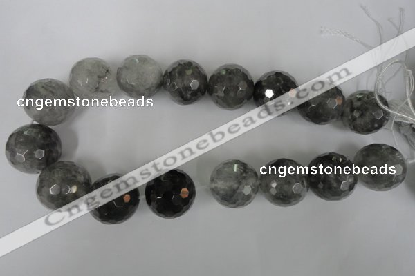 CCQ320 15.5 inches 25mm faceted round cloudy quartz beads wholesale