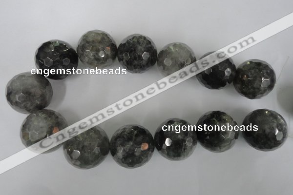 CCQ321 15.5 inches 30mm faceted round cloudy quartz beads wholesale