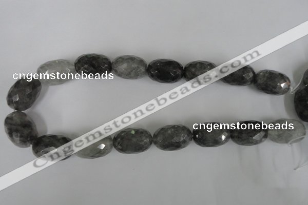 CCQ352 15.5 inches 18*25mm faceted rice cloudy quartz beads wholesale