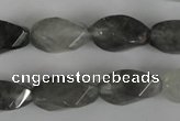 CCQ358 15.5 inches 10*20mm twisted rice cloudy quartz beads wholesale