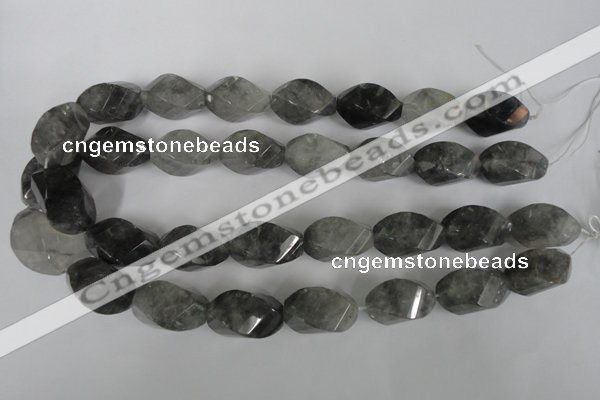 CCQ360 15.5 inches 15*25mm twisted rice cloudy quartz beads wholesale