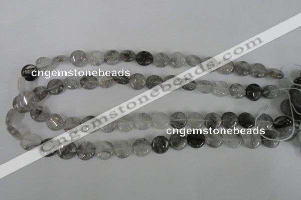 CCQ370 15.5 inches 12mm flat round cloudy quartz beads wholesale