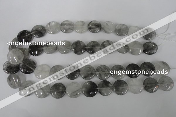 CCQ373 15.5 inches 18mm flat round cloudy quartz beads wholesale