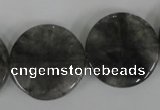 CCQ376 15.5 inches 25mm flat round cloudy quartz beads wholesale