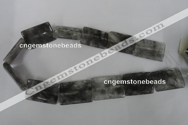 CCQ442 15.5 inches 25*35mm flat tube cloudy quartz beads wholesale