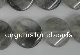 CCQ450 15.5 inches 20mm twisted coin cloudy quartz beads wholesale