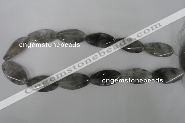 CCQ458 15.5 inches 18*35mm twisted oval cloudy quartz beads wholesale