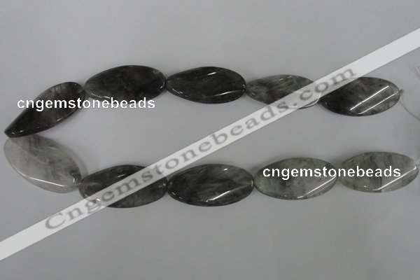CCQ460 15.5 inches 20*40mm twisted oval cloudy quartz beads wholesale
