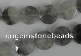 CCQ464 15.5 inches 12mm faceted coin cloudy quartz beads wholesale