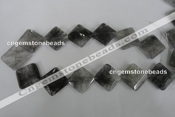 CCQ488 15.5 inches 25*25mm faceted diamond cloudy quartz beads