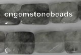 CCQ494 15*20mm twisted & faceted rectangle cloudy quartz beads