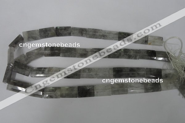 CCQ498 15.5 inches 13*20mm faceted flat tube cloudy quartz beads