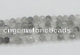 CCQ57 15.5 inches 4mm faceted round cloudy quartz beads wholesale