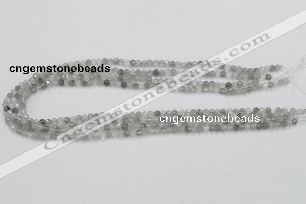 CCQ57 15.5 inches 4mm faceted round cloudy quartz beads wholesale