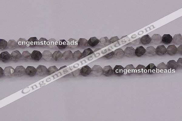 CCQ572 15.5 inches 8mm faceted nuggets cloudy quartz beads