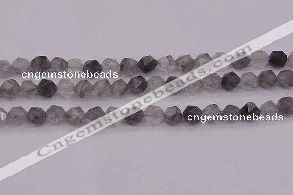CCQ573 15.5 inches 10mm faceted nuggets cloudy quartz beads