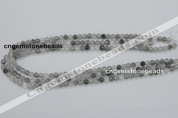 CCQ58 15.5 inches 6mm faceted round cloudy quartz beads wholesale