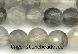 CCQ600 15 inches 6mm faceted round cloudy quartz beads