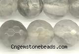 CCQ602 15 inches 10mm faceted round cloudy quartz beads