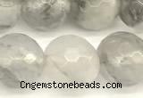 CCQ603 15 inches 12mm faceted round cloudy quartz beads