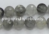 CCQ61 15.5 inches 12mm faceted round cloudy quartz beads wholesale