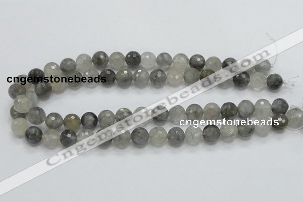 CCQ61 15.5 inches 12mm faceted round cloudy quartz beads wholesale