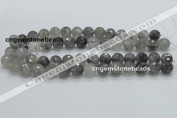 CCQ62 15.5 inches 14mm faceted round cloudy quartz beads wholesale