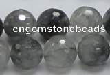 CCQ63 15.5 inches 16mm faceted round cloudy quartz beads wholesale